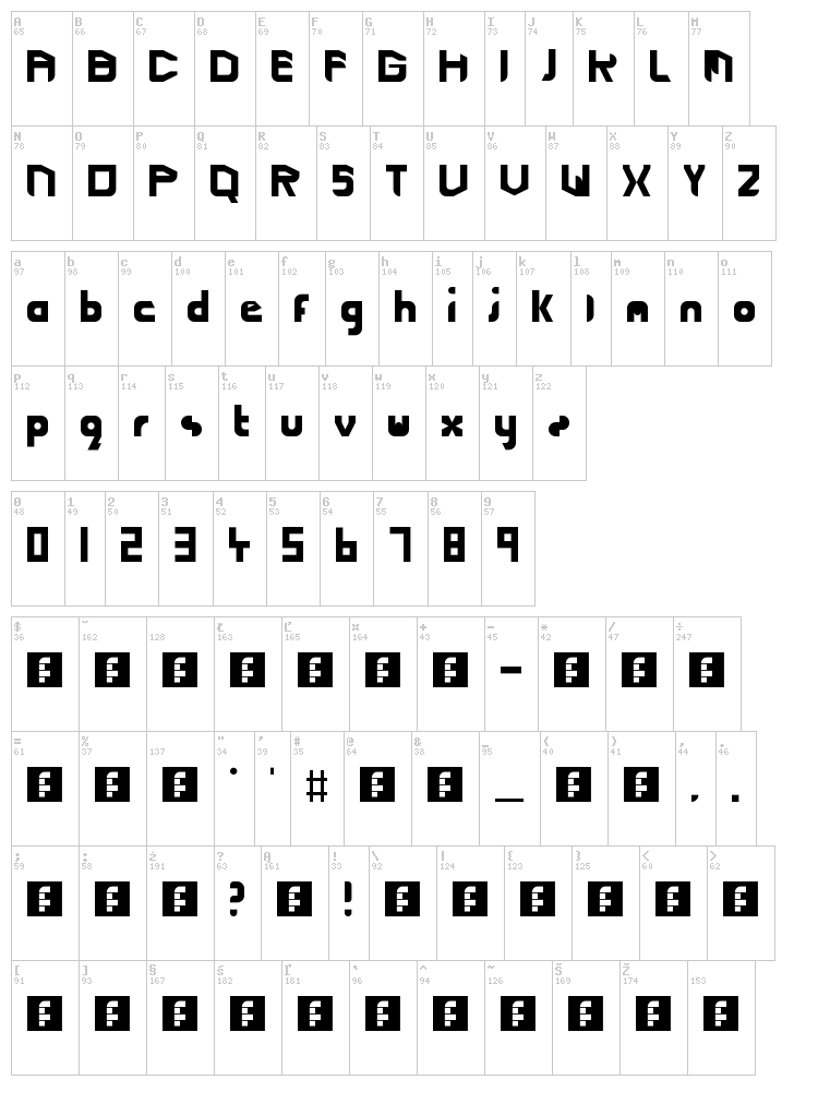 Cutting Edge Lightspeed font map